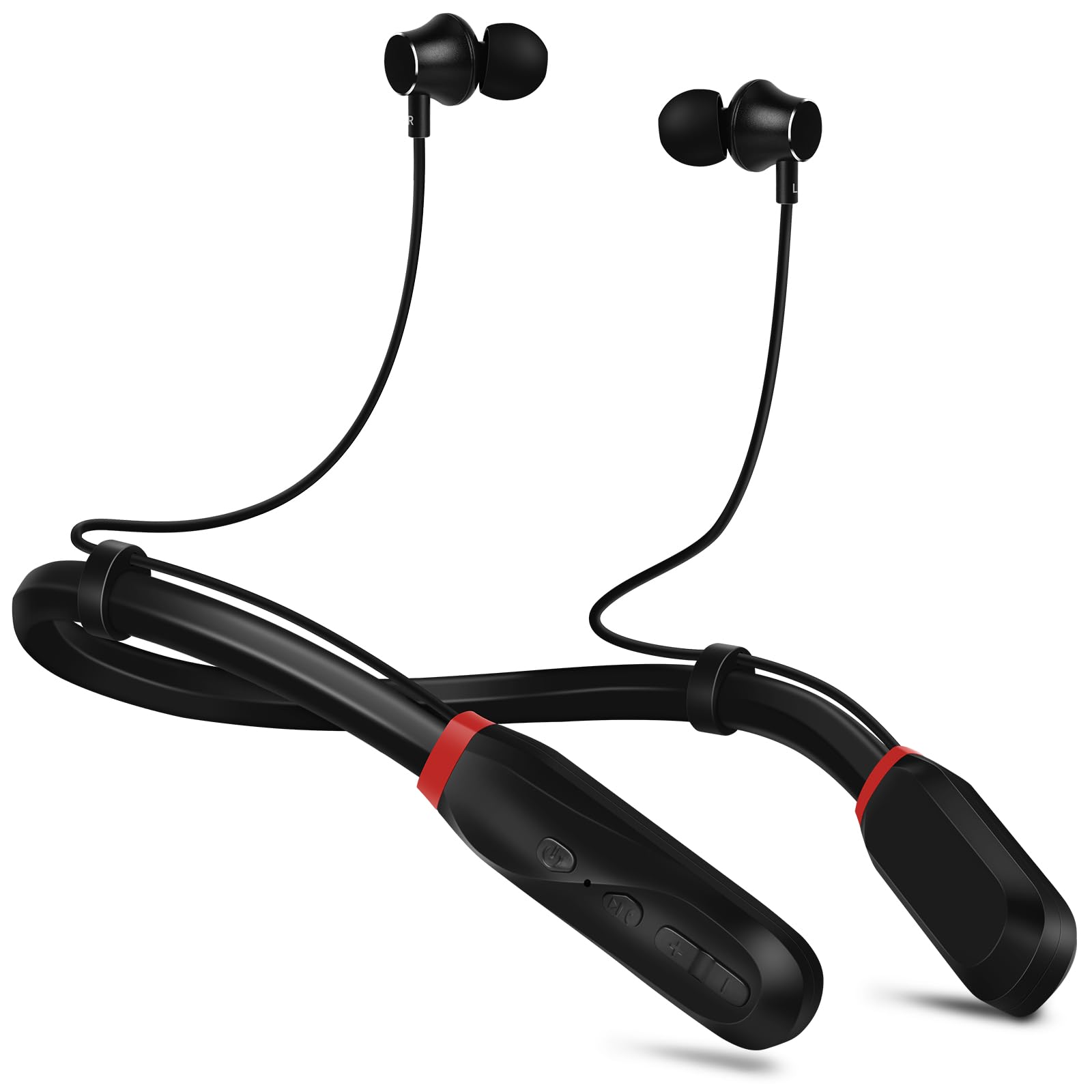 Wireless Bluetooth Neckband Headphones - 120H Playtime, Stereo Sound, Built-in Mic, IPX5 Waterproof - Comfortable In-Ear Design for Running, Gym, Workout & Office Use (Black)