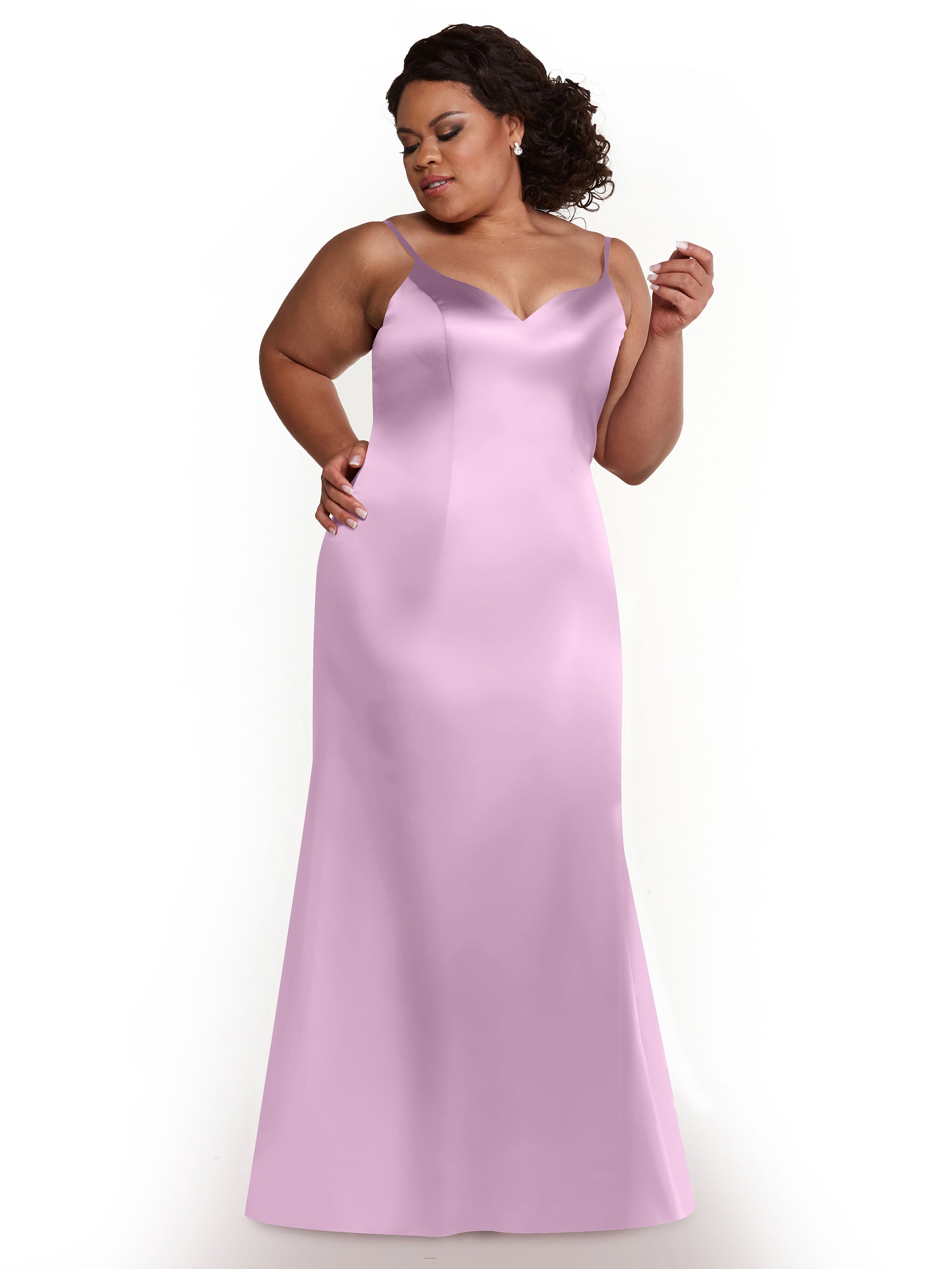 Elegant Fit and Flare Satin Bridesmaid Dress with Thigh High Slit - Perfect for Weddings, Prom, and Formal Events