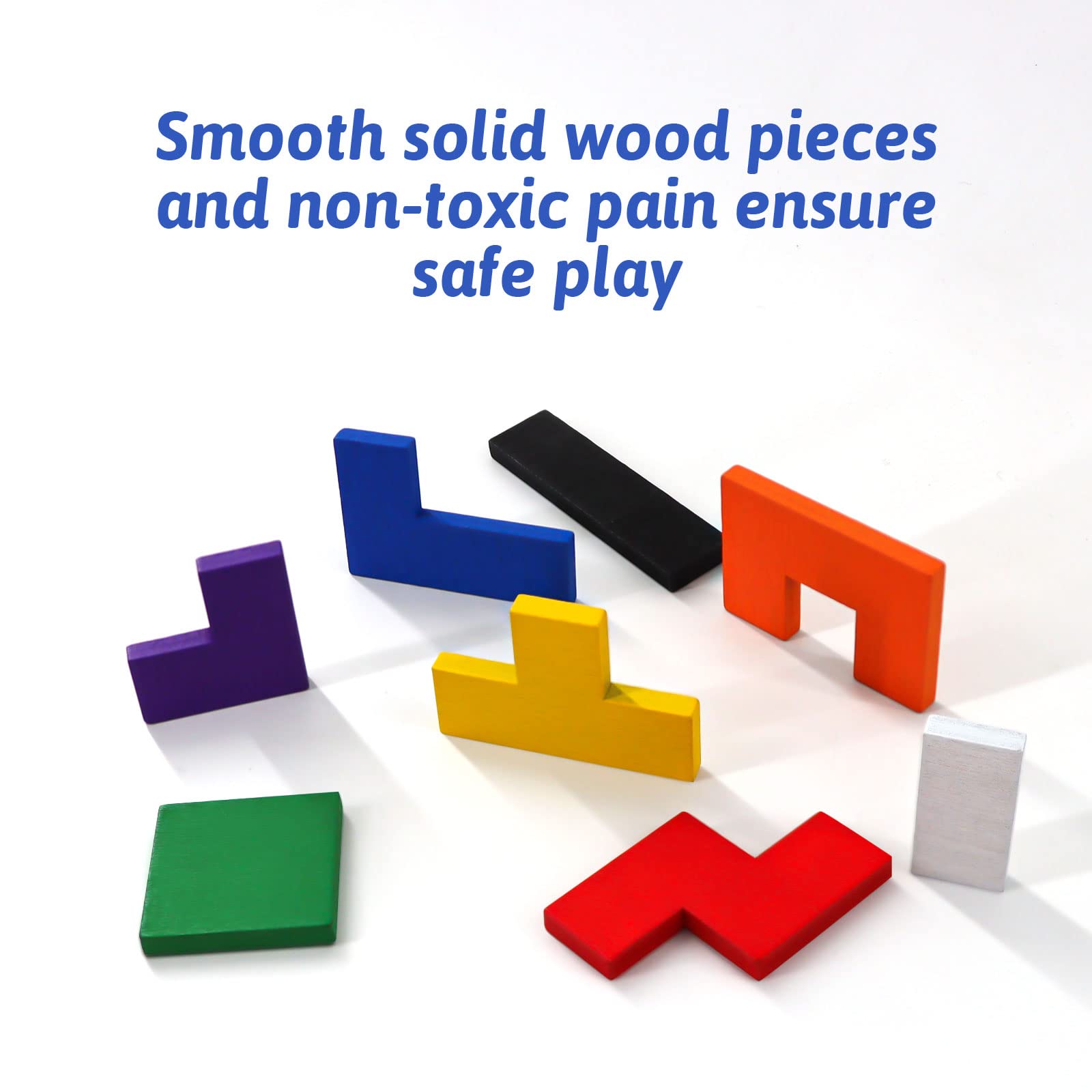 Wooden Blocks Puzzle Brain Teasers Toy - 3D Tangram Cube for Kids Ages 2-8 | Montessori Educational Games & Learning Gift (1 Piece) - Perfect for Preschool Activities, Birthday Gifts & Family Game Night