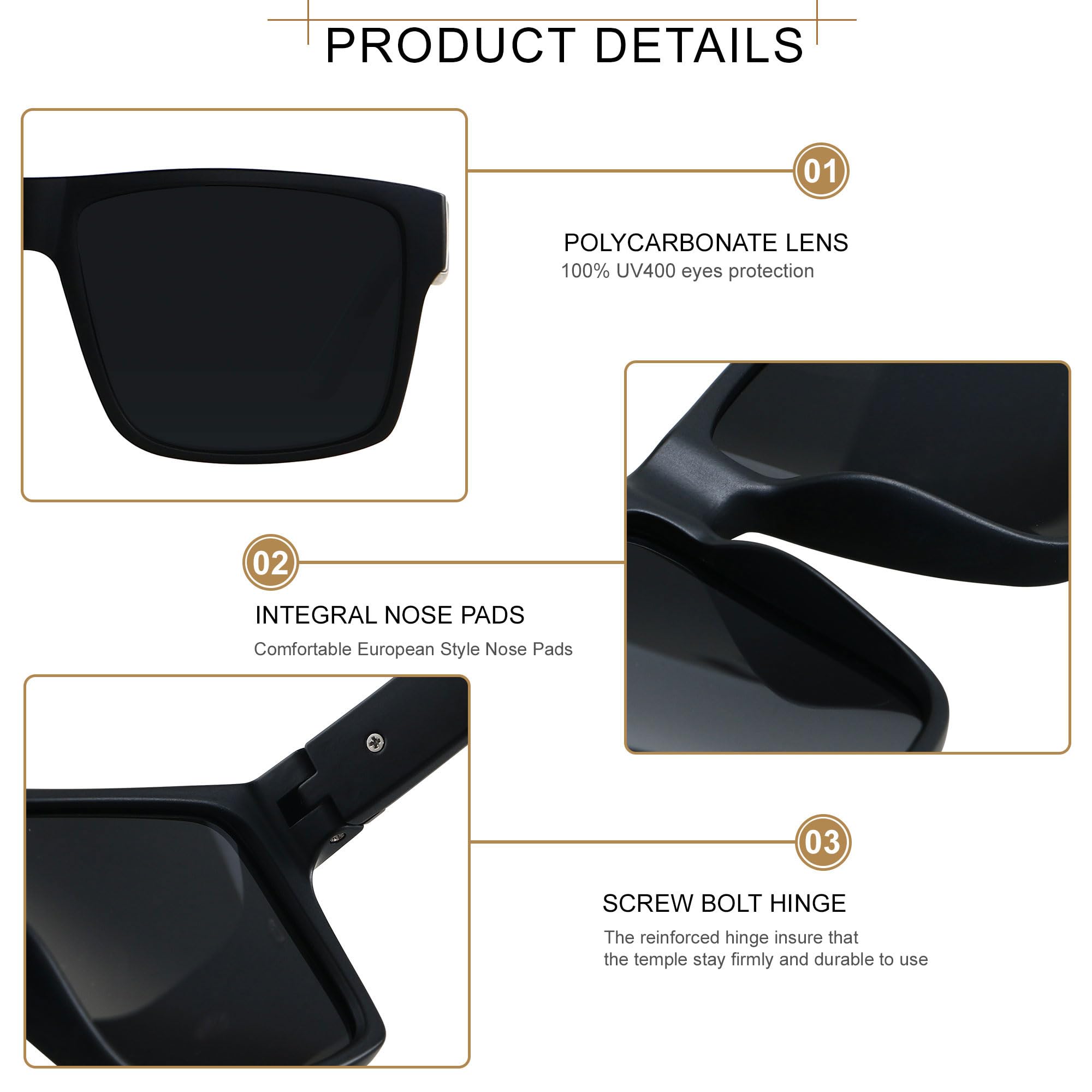 LYZOIT Square Polarized Sunglasses for Men & Women - UV Protection, Oversized Rectangle Shades for Driving, Beach & Outdoor Activities