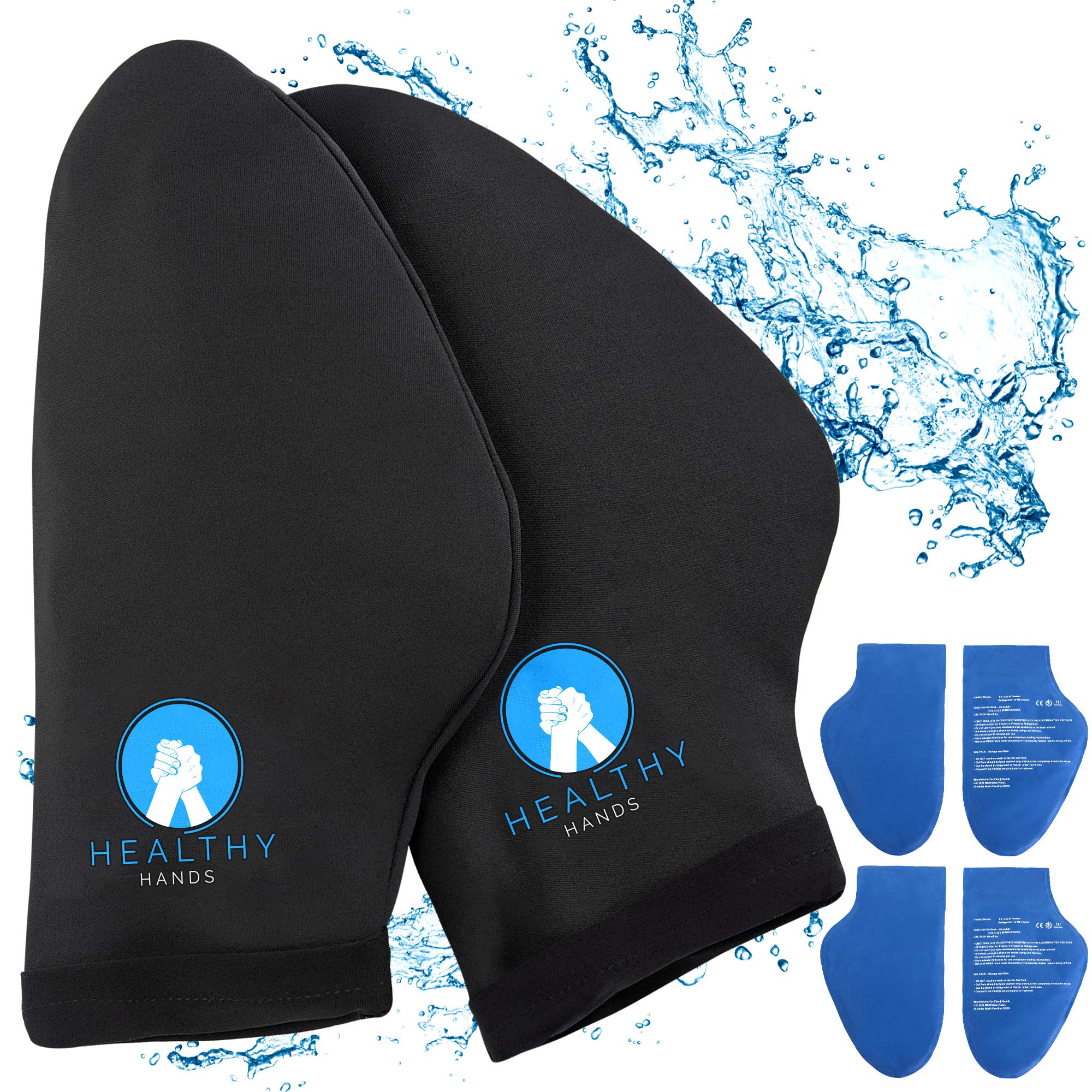 Healthy Hands Hand Ice Pack Wrap – Cold Therapy Gloves for Chemo, Neuropathy, Arthritis & Injuries – Reusable Gel Ice Mittens for Pain Relief & Recovery – Includes 2 Pairs & 4 Flexible Gel Packs (Large) – Perfect for Post-Surgery, Work Recovery & Daily Pain Management