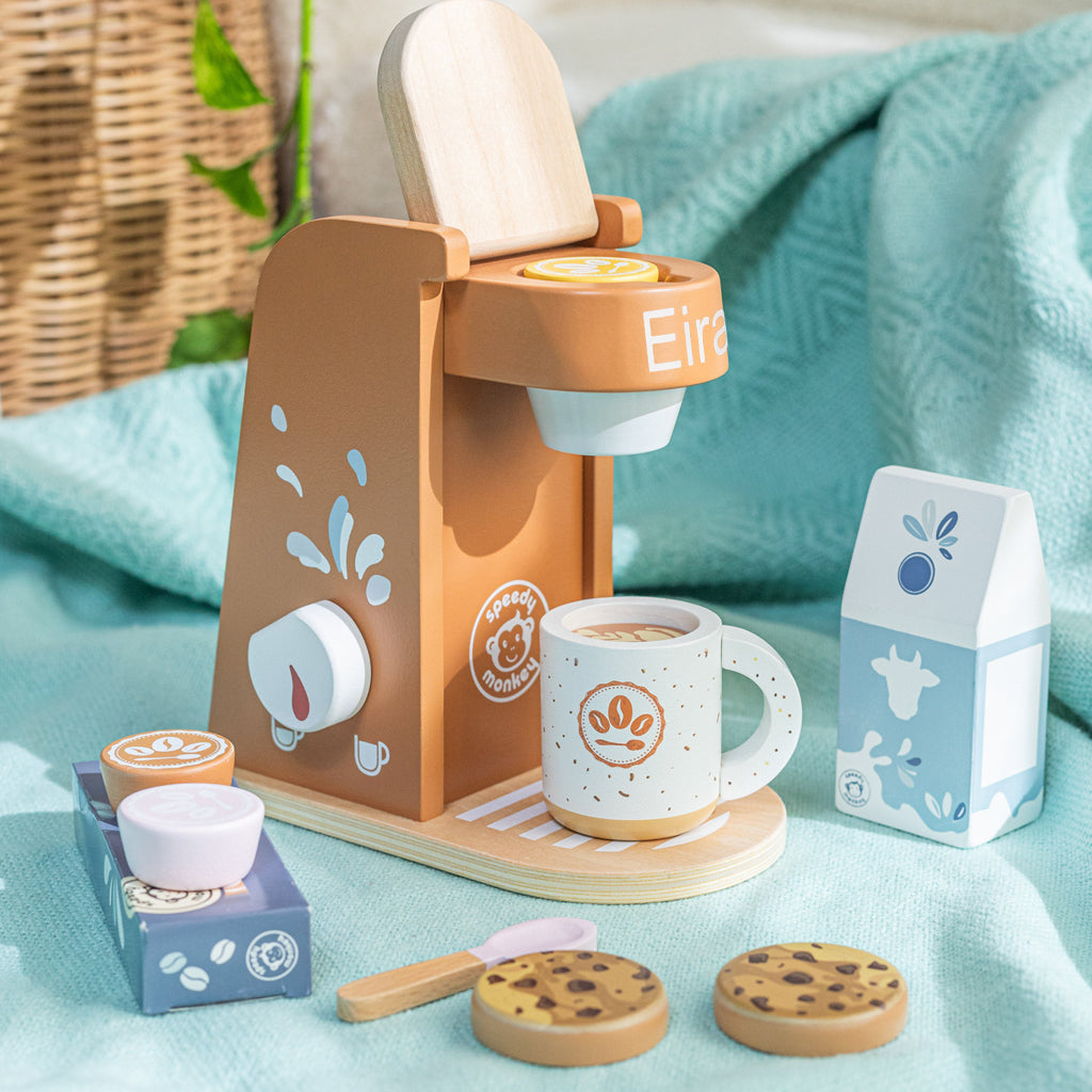 Personalized Toy Coffee Machine for Kids - Pretend Play Barista Set, Perfect for Imaginative Play & Birthday Gifts - Play Kitchen Accessories for Toddlers & Children