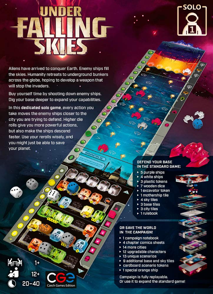 Under Falling Skies Board Game by Czech Games Edition - Cooperative Sci-Fi Strategy Game for Family Game Night & Friends Gatherings