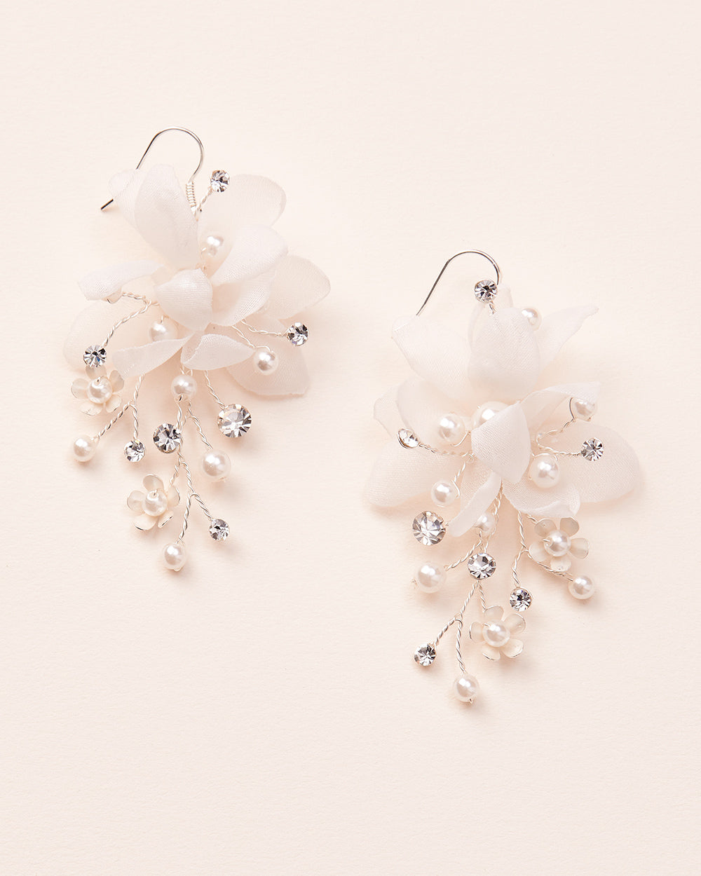 Elegant Tulle Flower Dangle Earrings for Women - Boho Chic Wedding Party Jewelry Accessories - Perfect for Bridesmaids, Prom, and Special Occasions