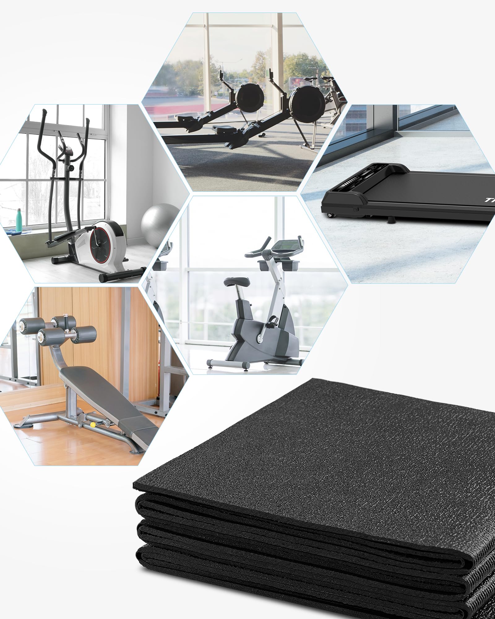Foldable Walking Pad Treadmill Mat - Non-Slip Exercise Equipment Mat with High Rebound, Noise Reduction & Floor Protection for Home Gym, Office Workout & Indoor Fitness Training