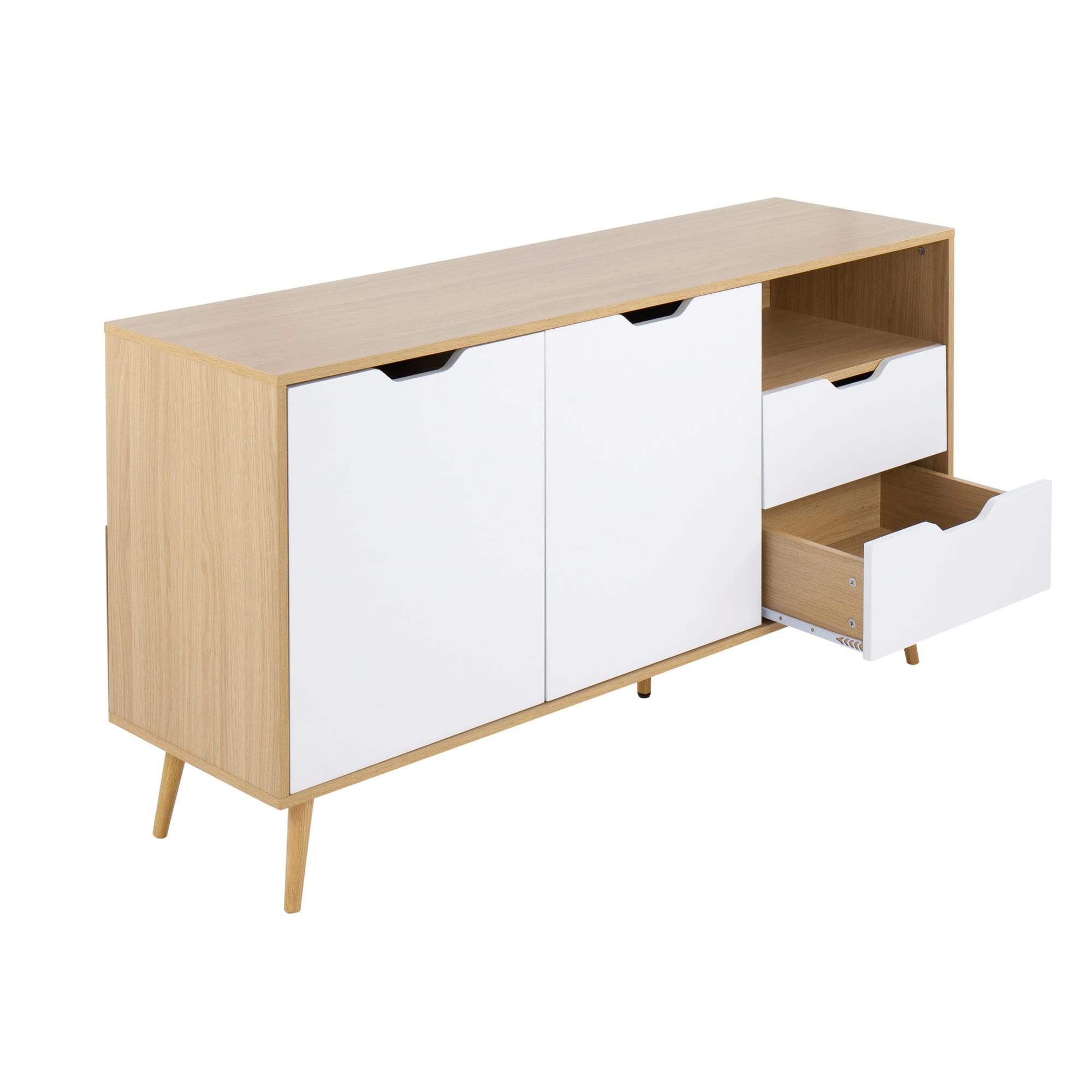 LumiSource Astro White TV Stand with Storage - Modern Entertainment Center & Media Console for Living Room, Bedroom, Home Theater - Perfect for Organizing TV, Gaming Consoles & Home Decor