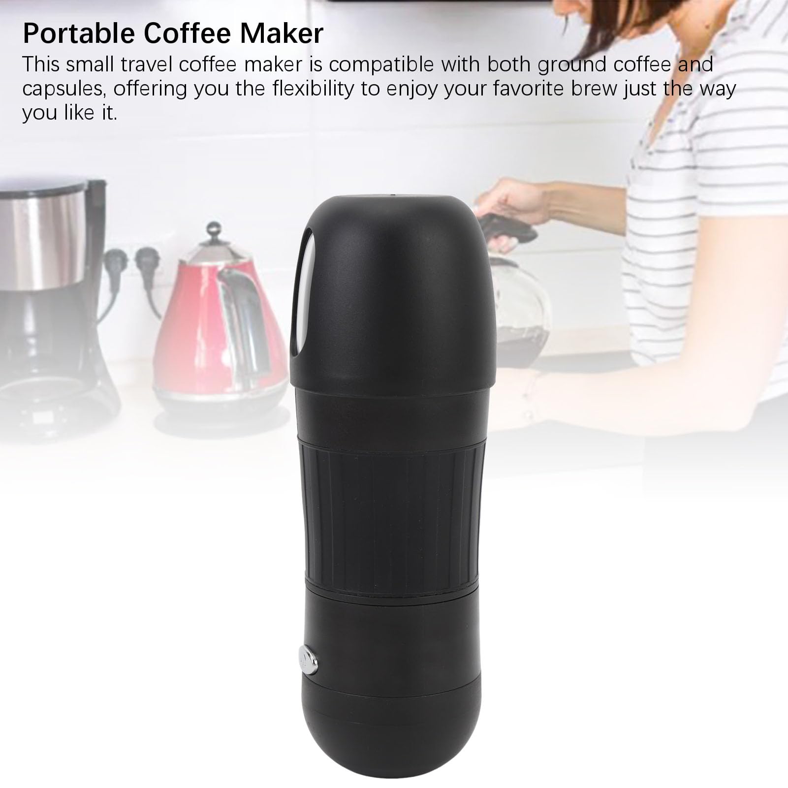 **Zunate Portable Electric Espresso Maker - Battery Powered Mini Coffee Machine for Travel, Camping & Hiking | Compatible with Capsules & Ground Coffee | Perfect for Outdoor Adventures & On-the-Go Brewing**