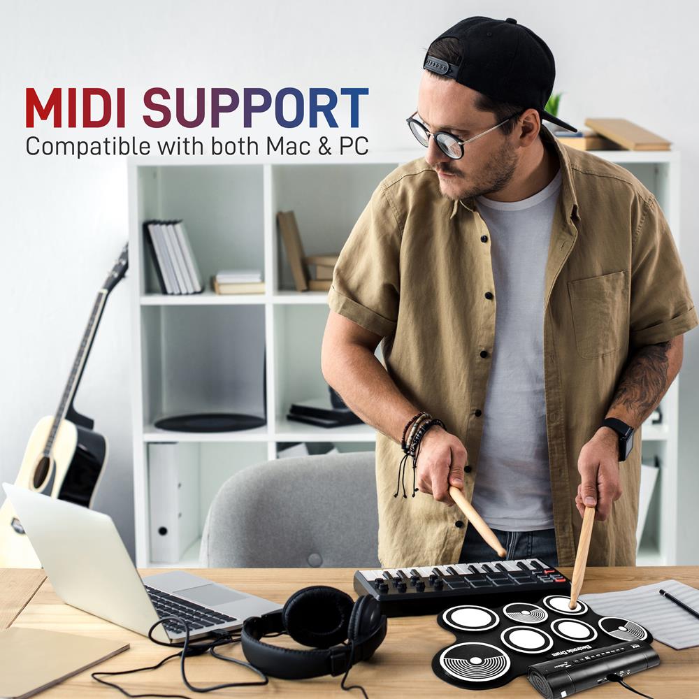 Portable Electronic Drum Kit - Foldable & Lightweight for Travel, Practice, and Home Use | Perfect for Beginners & Professionals