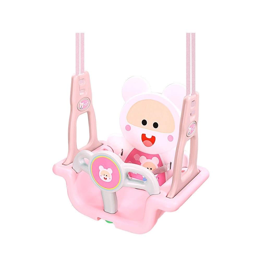 Liudan Adjustable Outdoor Hanging Swing Chair - Detachable Indoor/Outdoor Baby Basket Swing for Kids & Toddlers - Comfortable Pink Children's Toy Swing for Nursery, Garden, Patio & Backyard Play