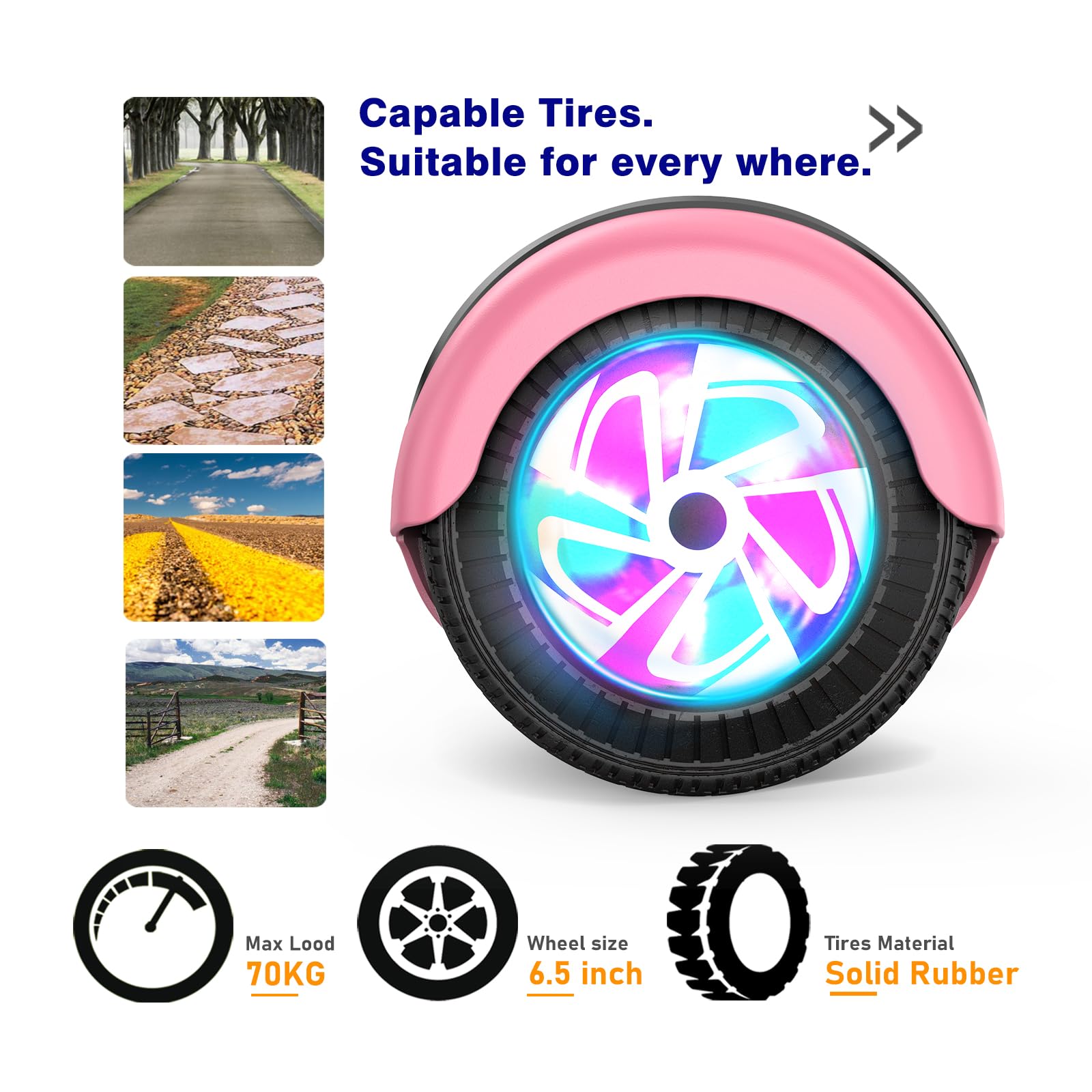 6.5 Inch Self Balancing Scooter with Bluetooth & LED Lights - Hoverboard for Kids Ages 6-12 - Perfect for Indoor/Outdoor Riding, Commuting & Fun Activities