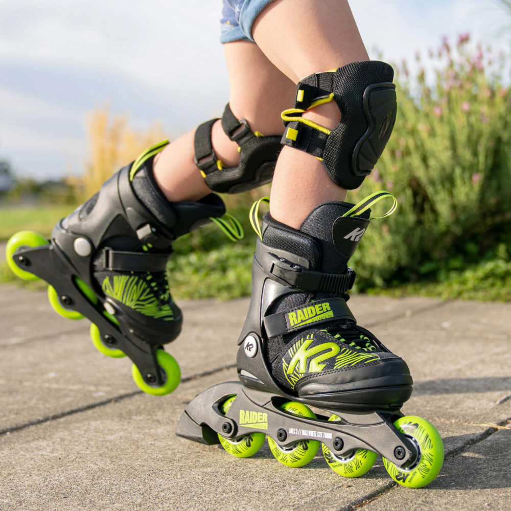 K2 Raider 22 Junior Inline Skates - Adjustable Youth Rollerblades for Boys & Girls Ages 5-10 - Perfect for Outdoor Fun, Skate Parks & Family Activities