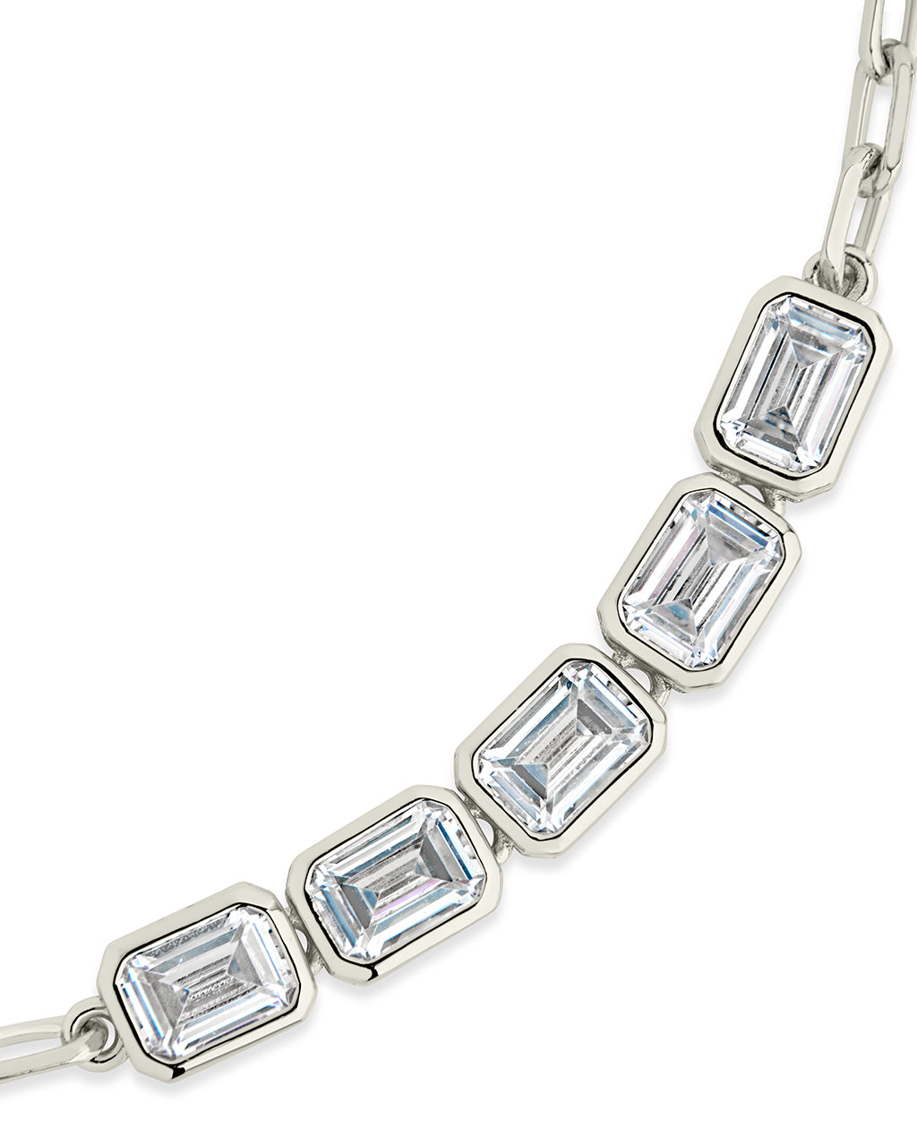 Nyssa Bezel CZ Station Bracelet for Women - Elegant Cubic Zirconia Tennis Bracelet, Dainty Gold Plated Chain Jewelry - Perfect for Parties, Weddings & Everyday Wear