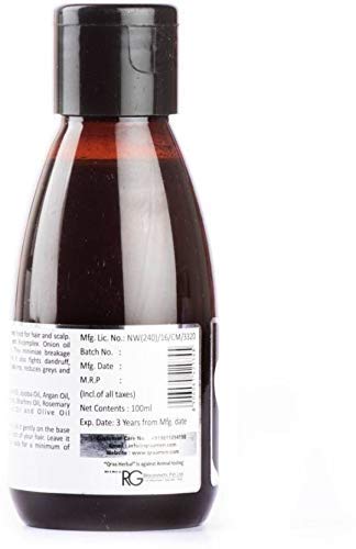 Qraa Men Red Onion Hair Oil with Jojoba, Argan & Black Seed Oil - 100ml | Promotes Hair Growth & Reduces Hair Loss | Ideal for Men's Hair Care Routine & Scalp Treatment