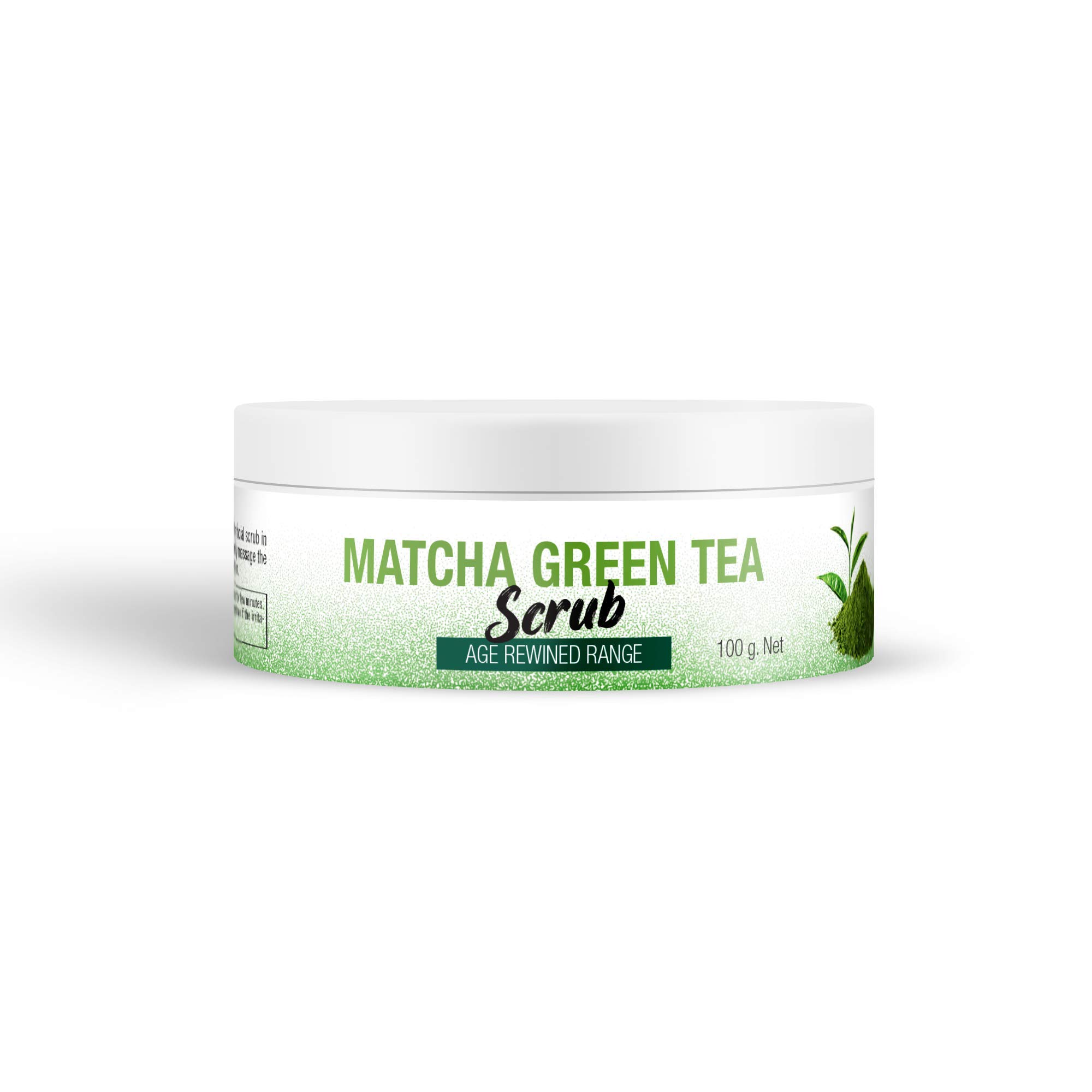 Age Rewind Matcha Green Tea Scrub - Skin Refining & Brightening Facial Exfoliator (100g) | Organic Skincare for Glowing Complexion | Perfect for Daily Use & Spa Nights