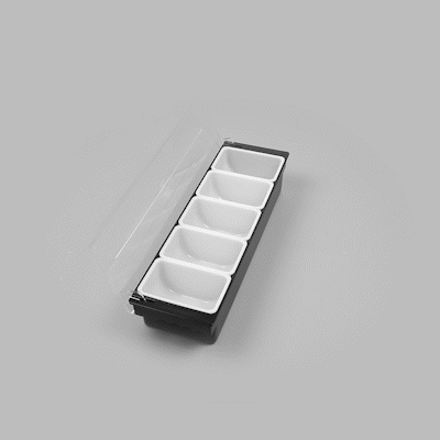 Bar Lux Black Plastic Condiment Caddy - 5 Compartment Organizer for Restaurants & Kitchens (19.5