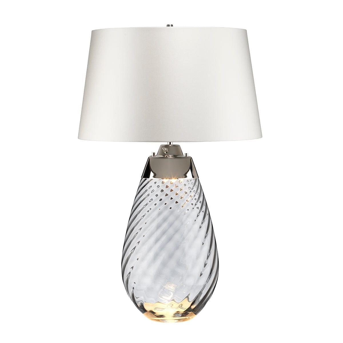 Lena 2-Light Large Smoke Glass Table Lamp with Off-White Shade - Perfect for Living Room, Bedroom, and Office Decor
