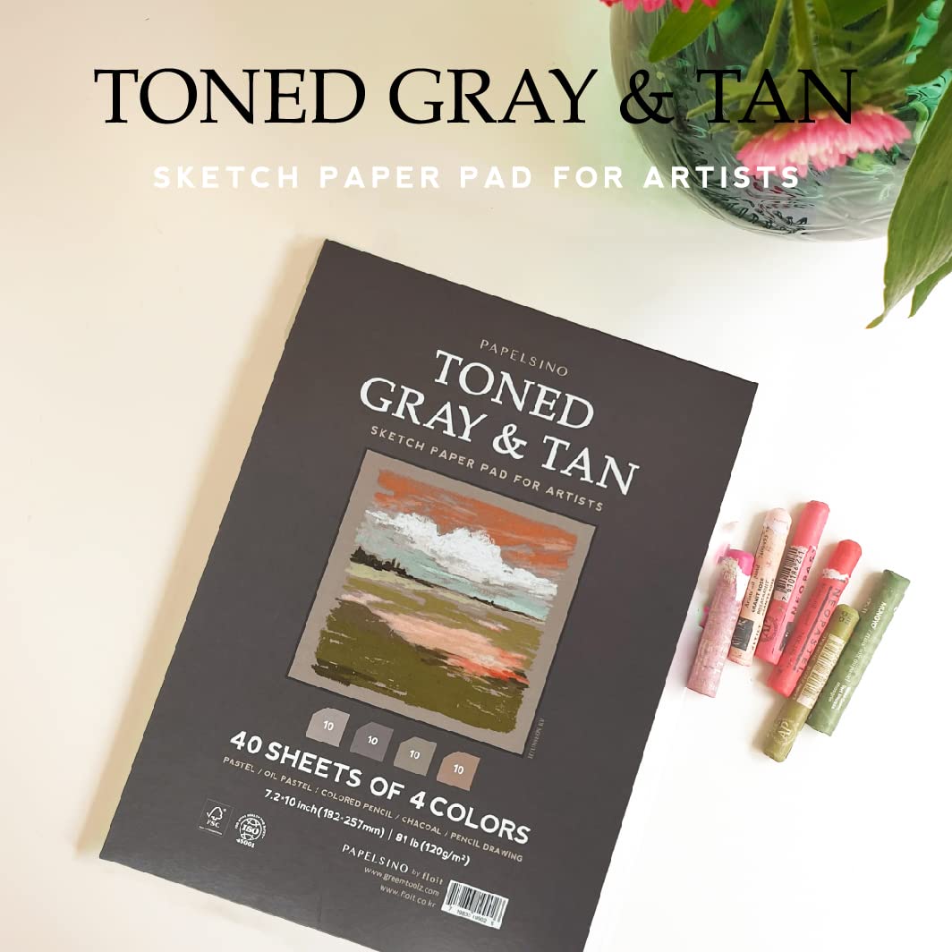 Premium Toned Gray & Tan Sketchbook - 4 Colors, 40 Sheets, 7.2