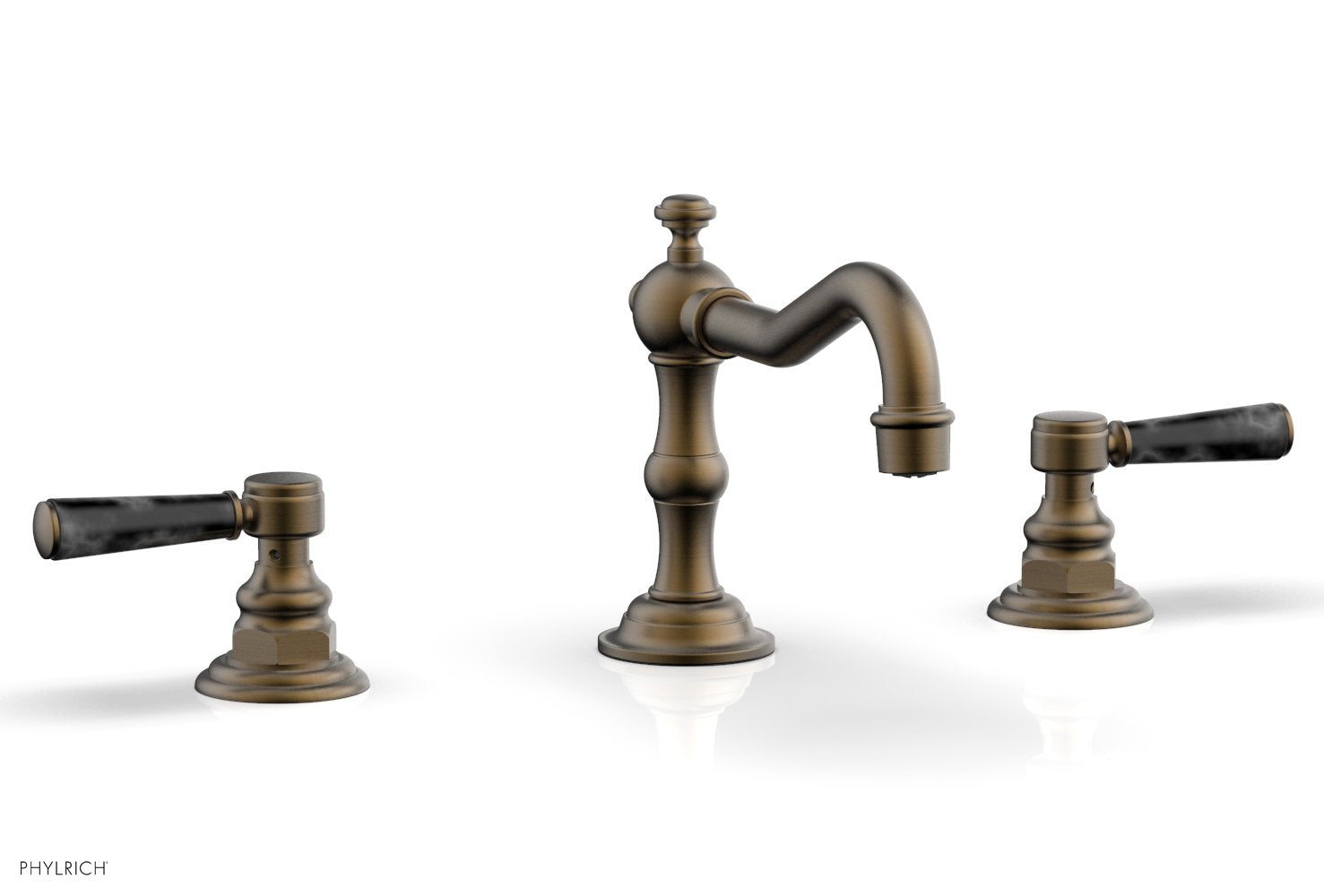 Premium HENRI Widespread Bathroom Faucet with Black Marble Lever Handles - Model 161-03 | Elegant Sink Faucet for Modern Bathroom Vanities & Powder Rooms