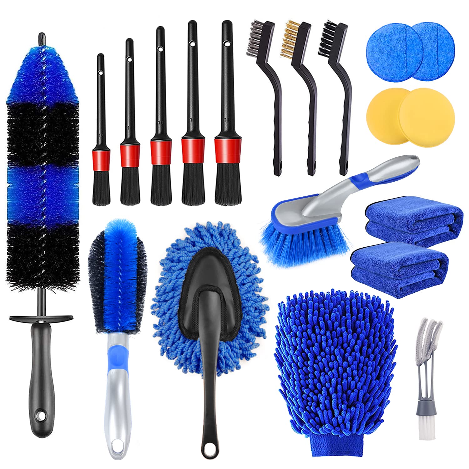 20Pcs Car Detailing Brush Set - Professional Auto Cleaning Kit with 17