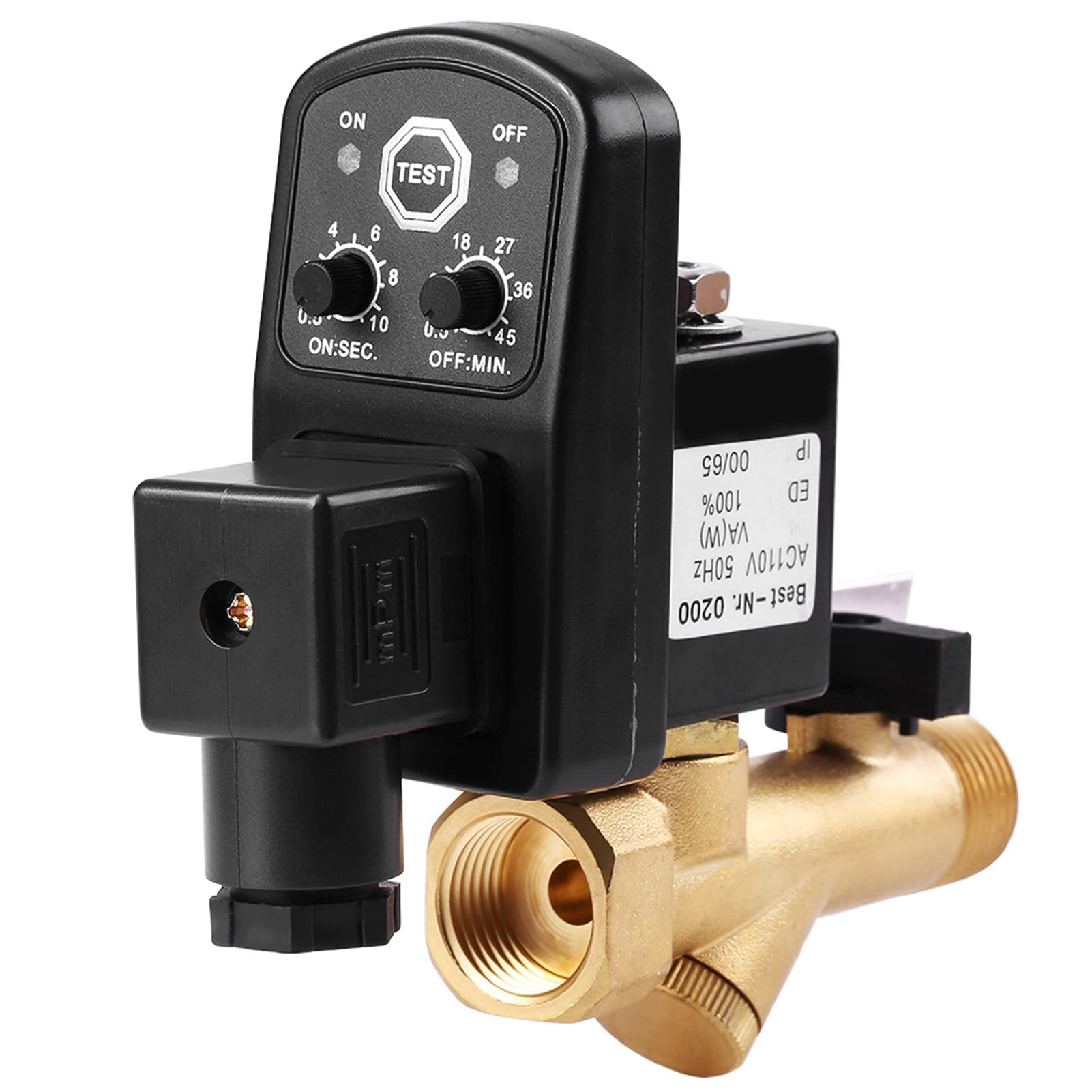 Automatic Electronic Timed Drain Valve G1/2 DN15 - Programmable Compressed Air Condensate Drain for Air Compressor Systems - Perfect for Industrial, Workshop & Pneumatic Equipment Maintenance