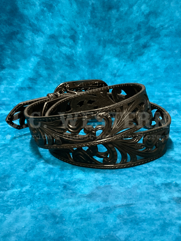 Ariat A1566701 Women's Floral Filigree Western Belt - Black | Stylish Cowgirl Accessory for Rodeo, Country Music Concerts & Western Fashion