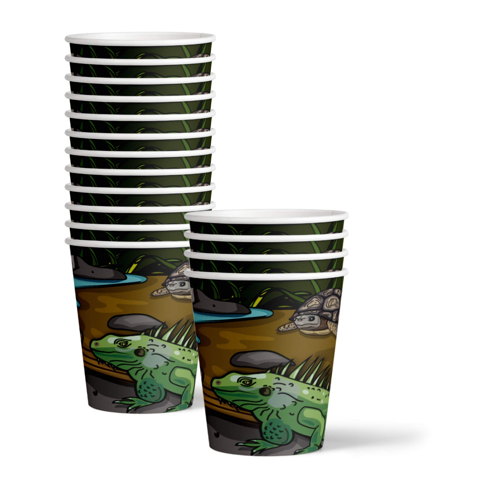 Reptile Lizard Snake Birthday Party Supplies Set - 16-Piece Tableware Kit with Plates, Napkins & Cups for Kids Jungle Theme Party Decorations | Perfect for Reptile-Themed Birthday Celebrations, Baby Showers & Animal Lover Events