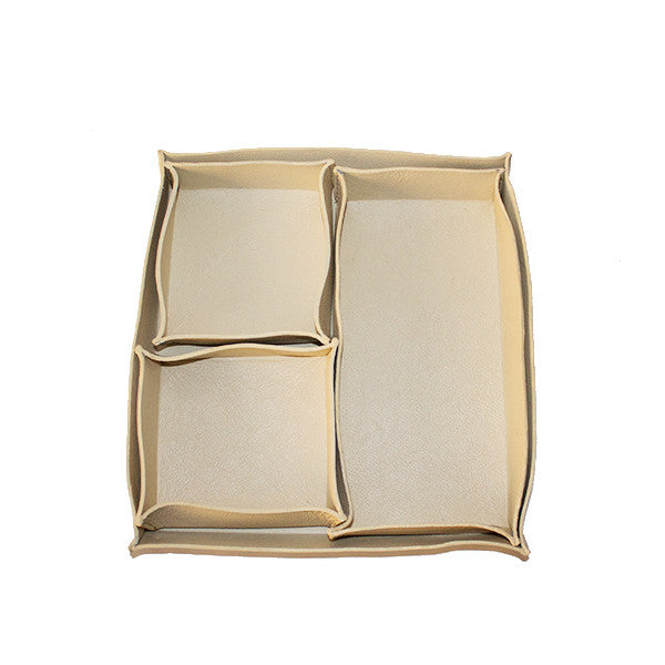 Ivory Leather Jewelry Tray - Elegant Organizer for Rings, Earrings & Small Accessories | Perfect for Dresser, Vanity & Travel