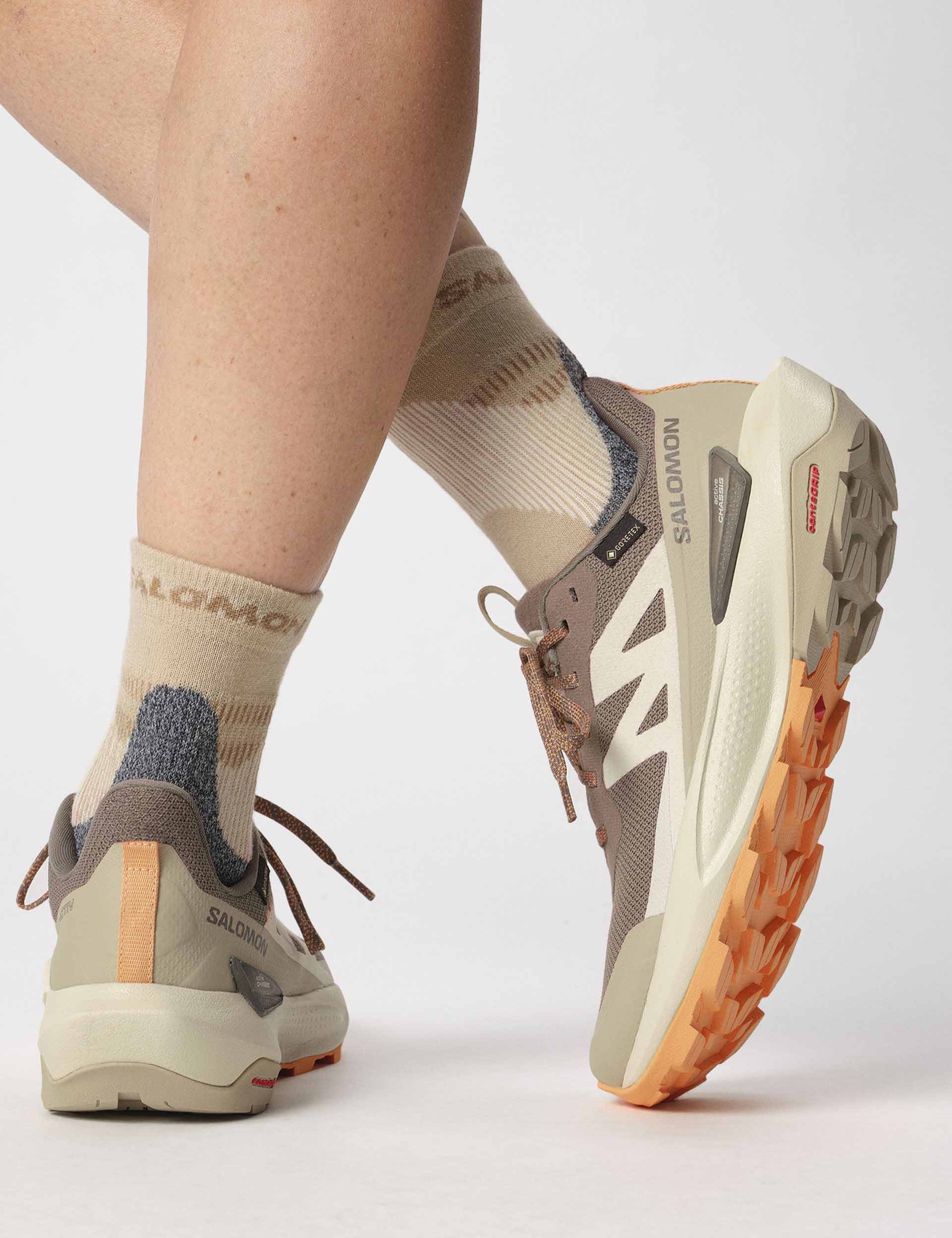 Elixir Activ Gore-Tex Hiking Shoes - Falcon/White Pepper/Papaya Colors | Waterproof & Breathable for Outdoor Adventures