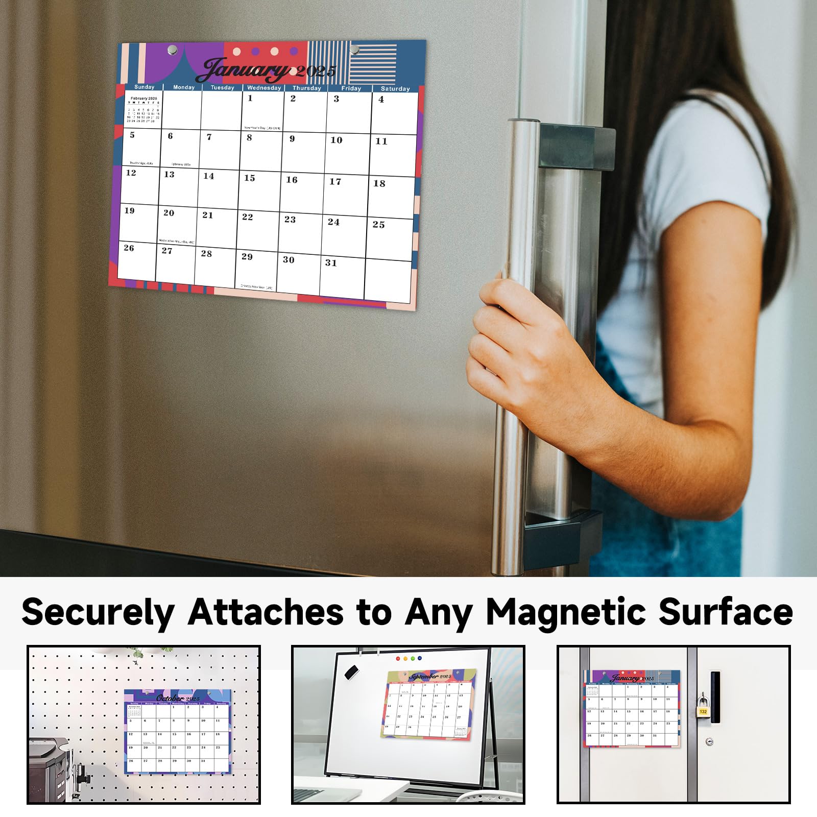 2025 Magnetic Refrigerator Calendar - 12 Month View, Retro Style Family Organizer with Event & Appointment Reminders - Perfect for Kitchen, Office & Home Planning