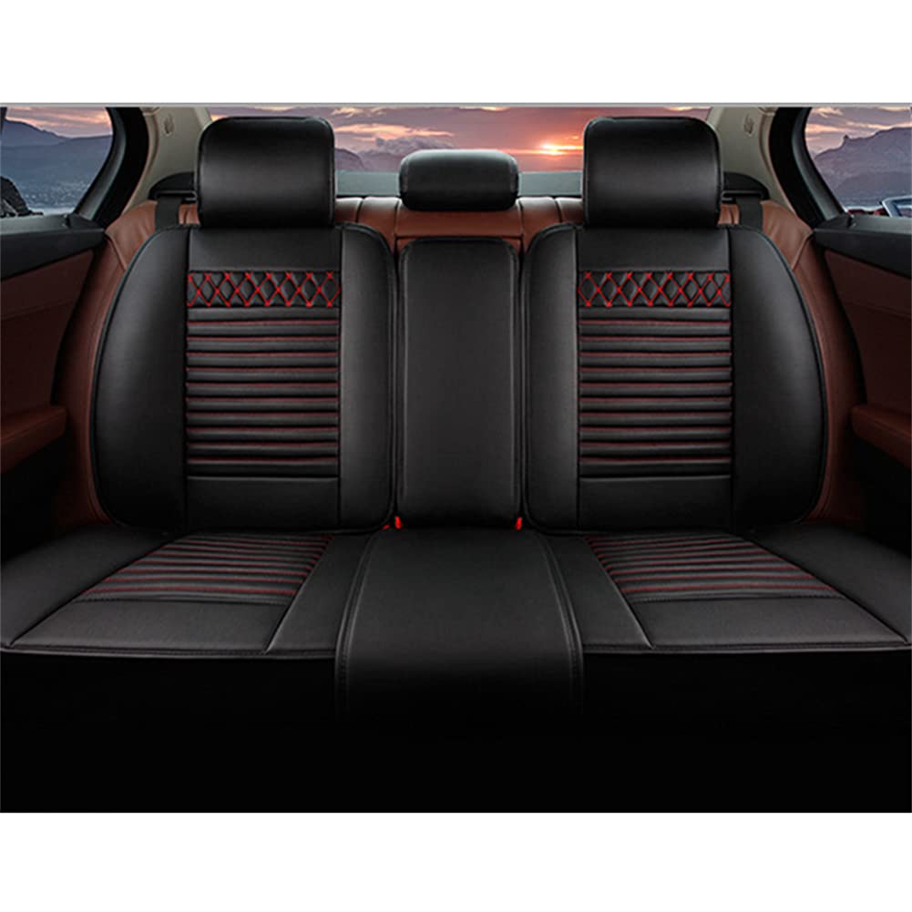 Premium Leather Car Seat Covers for SEAT Tarraco 2020 - Waterproof, Scratch-Resistant, Non-Slip Seat Protectors with Airbag Compatibility (Full Set, Black/Red) - Perfect for Road Trips, Daily Commutes & Luxury Car Interior Protection