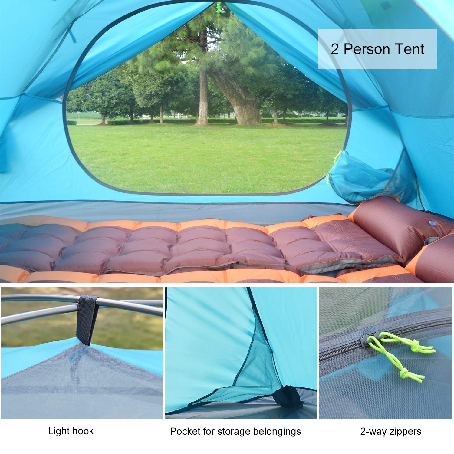 Lustar Lightweight 1-3 Person Backpacking Tent - Double Waterproof, Portable Aluminum Pole Camping Tent for Hiking, Travel & Outdoor Adventures