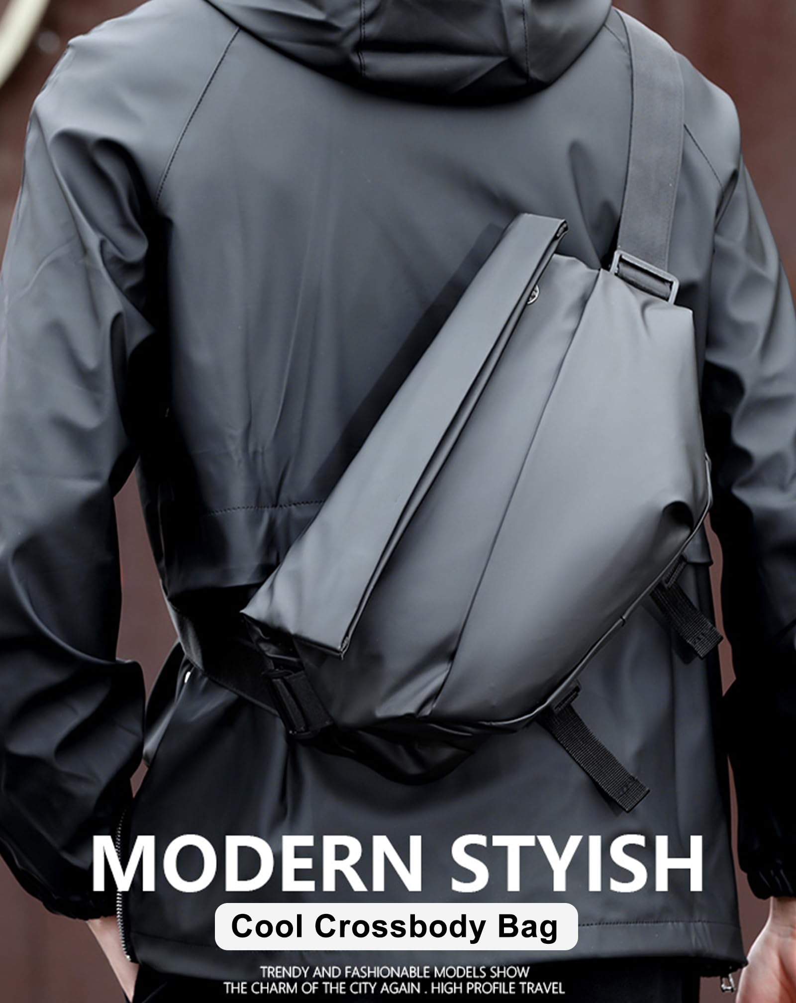 Men's Waterproof Messenger Sling Bag - Travel Crossbody Chest Pack for Hiking & Commuting