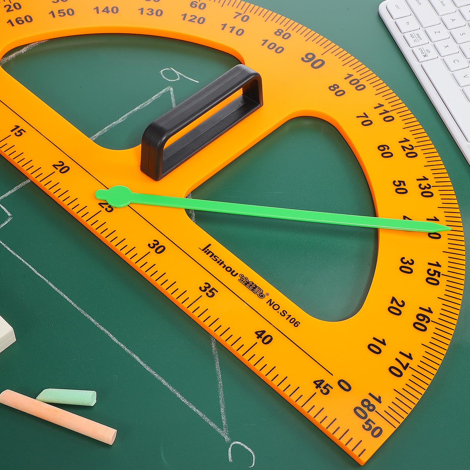 Kisangel Magnetic Math Protractor - Plastic Angle Measurement Tool for Geometry Classroom Teaching, Blackboard Drawing with Detachable Handle | Perfect for Teachers, Students & Engineers (Whiteboard, Drafting, STEM Education)