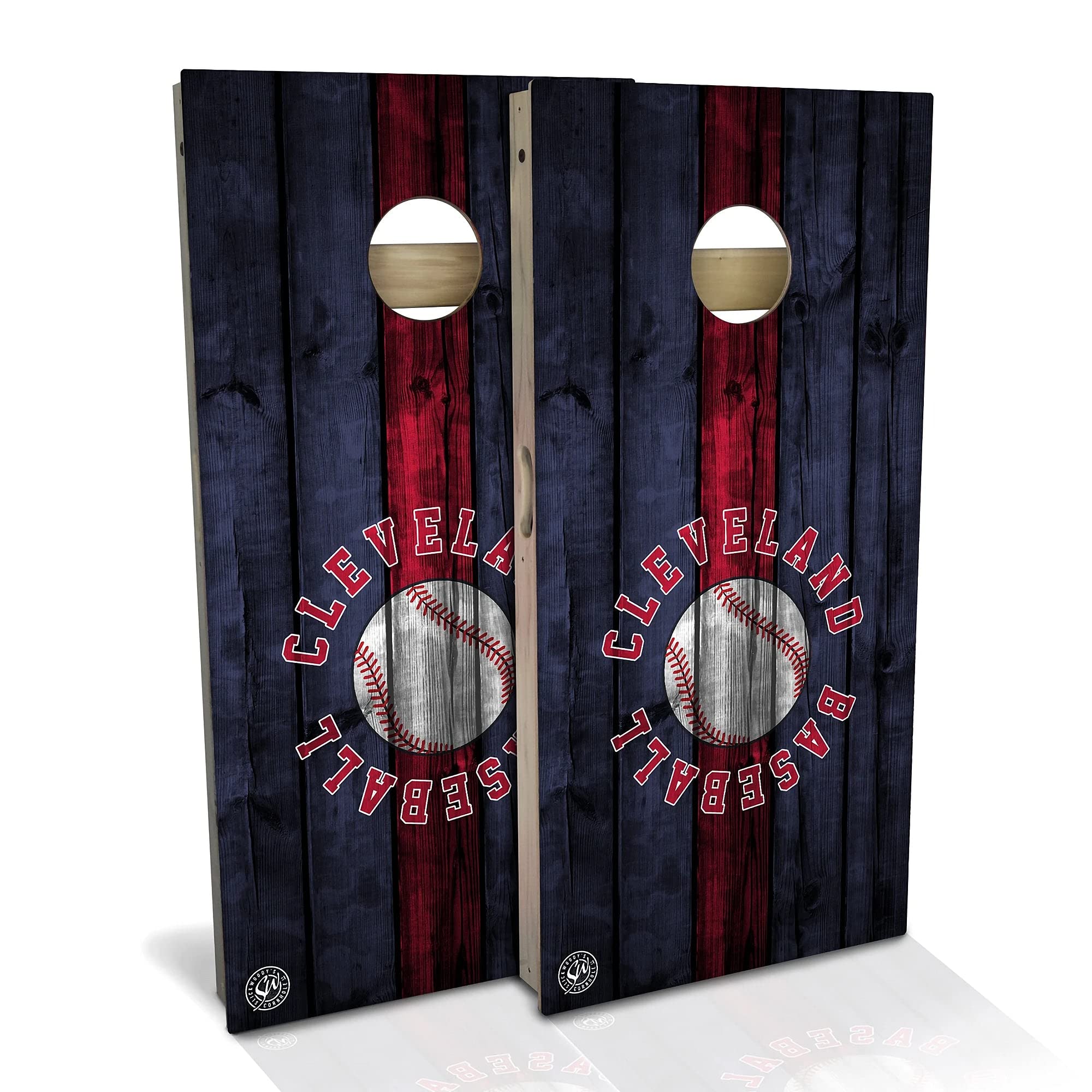 Cleveland City Themed Cornhole Game Set - 2 Boards & 8 Bean Bags - Outdoor Lawn Games for Backyard, Tailgating, and Parties - Multiple Sizes & Accessories Included