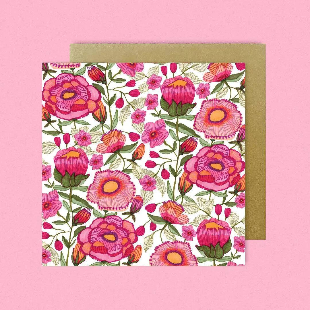 Folk Blooms Australian Greeting Cards - Handmade Floral Design Greeting Cards for Birthday, Wedding, Thank You - Perfect for Special Occasions & Gift Giving