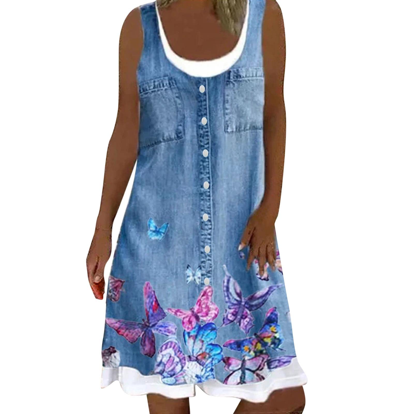 Women's Striped Print Sleeveless Sundress - Vintage Summer Beach Casual Dress for Spring & Summer | Perfect for Vacations, Pool Parties & Outdoor Events
