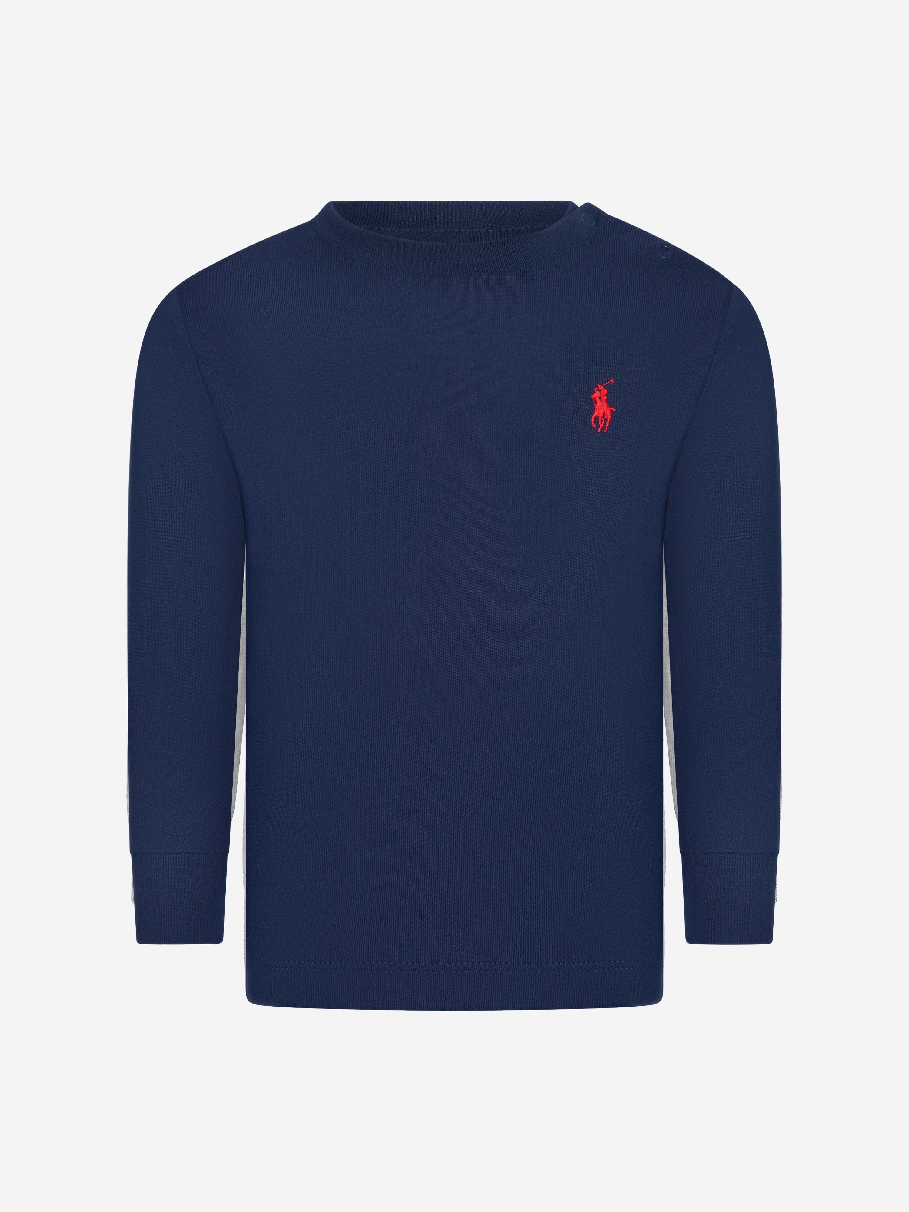 Baby Boys Navy Long Sleeve Cotton T-Shirt - Soft & Comfortable for Playtime, Outings & Everyday Wear
