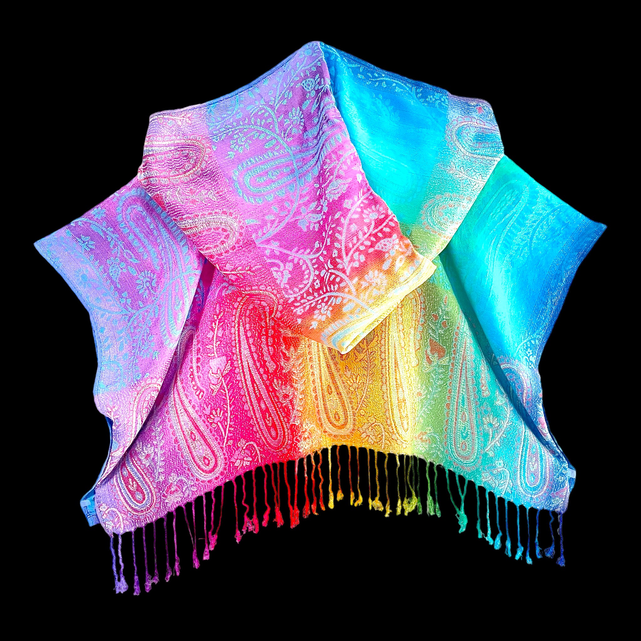 Rainbow Pashmina Hooded Crop Top for Women - Soft & Stylish Fashion Hoodie - Perfect for Casual Outfits, Layering, and Fall/Winter Wear