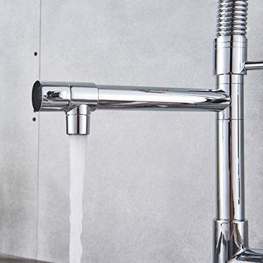 Gougeltd Chrome LED Kitchen Faucet - 360° Rotatable Brass Sink Faucet with Temperature Indicator for Hot & Cold Water - Perfect for Modern Kitchens and Bar Sinks