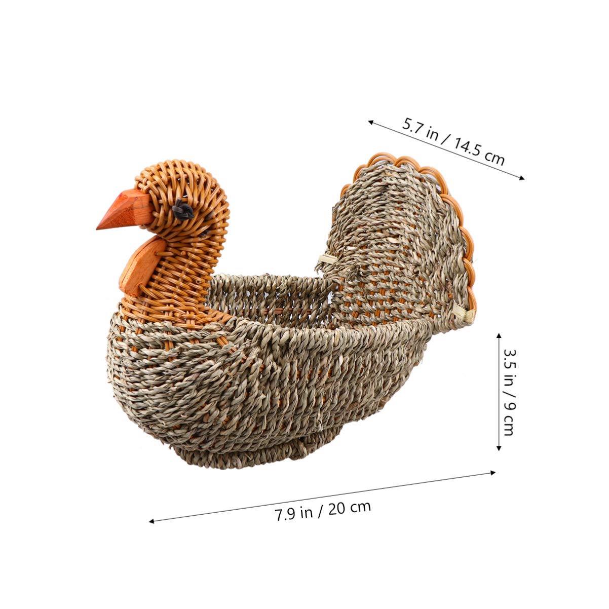 Chicken Shaped Willow Woven Fruit Basket - 20x14 Inch Rattan Bread Serving Tray for Eggs, Snacks & Food Storage | Durable Wicker Desktop Organizer for Kitchen, Dining Table & Home Decor
