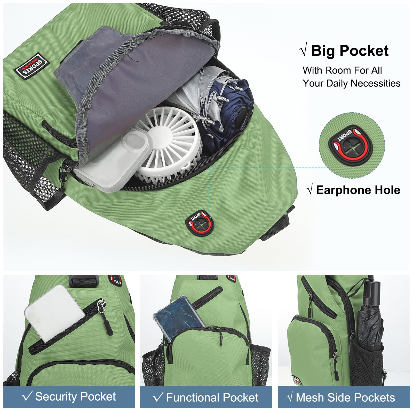 Convertible Sling Bag Crossbody Backpack - 8.5