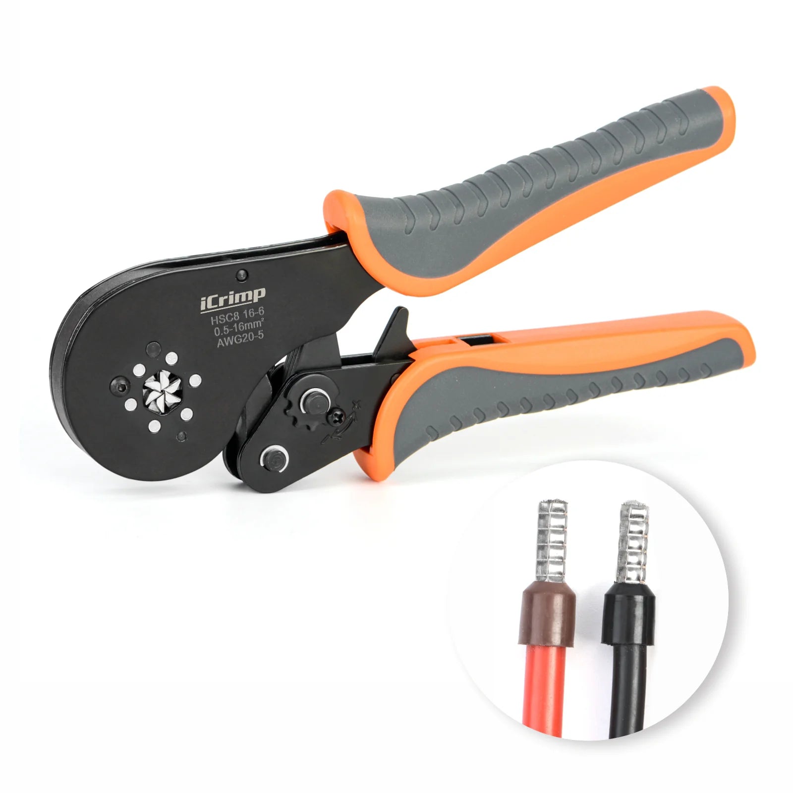 HSC8 16 6 Self-Adjusting Ferrule Crimper Tool for AWG20-5 Bootlace Ferrules - Perfect for Electrical Wiring, DIY Projects, and Professional Cable Termination