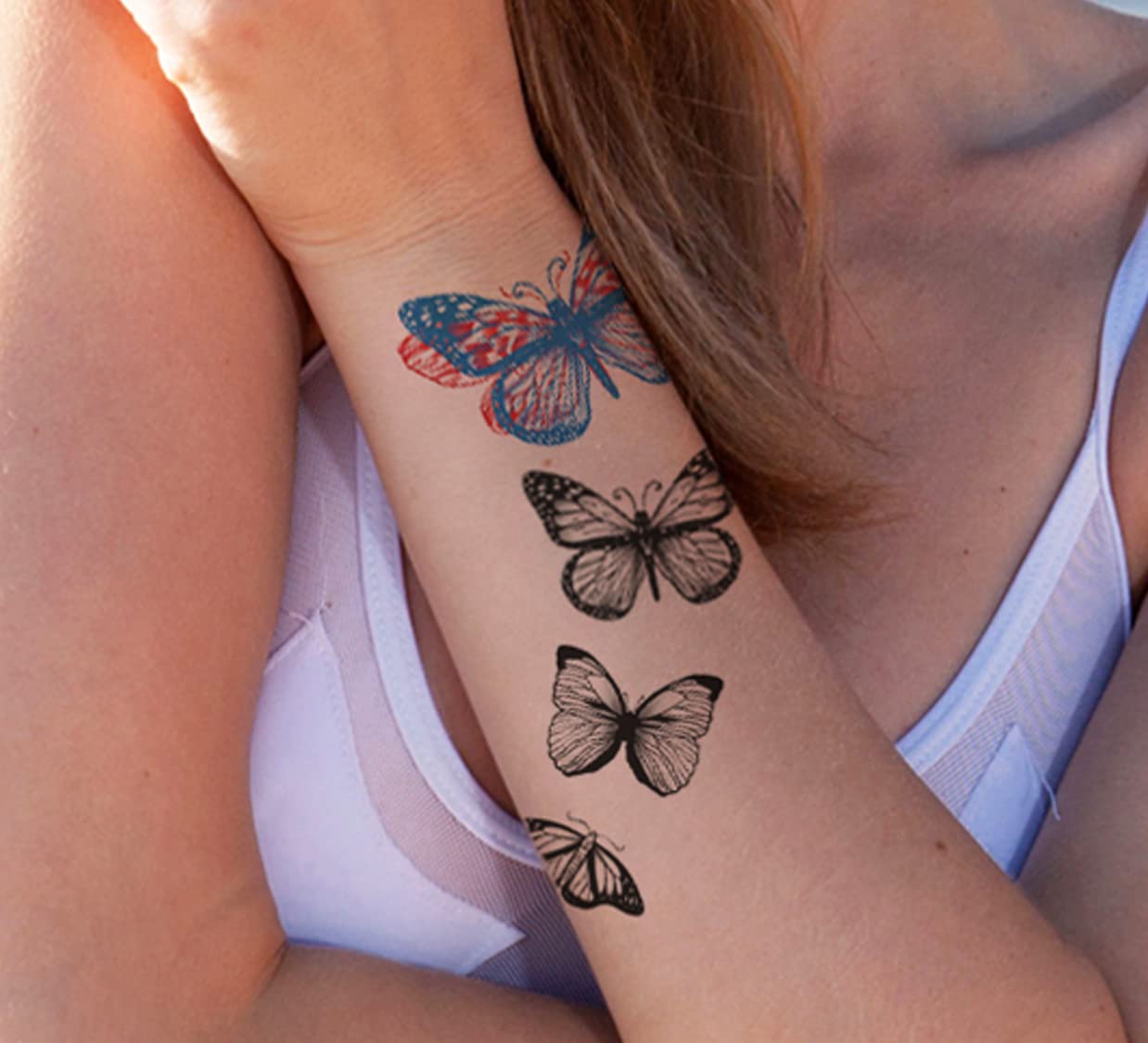 3D Temporary Tattoo Stickers for Men & Women - Waterproof Fake Tattoos with Flowers, Butterflies, Stars & Angel Designs - Realistic Body Art for Adults & Teens (17x9.5cm) - Perfect for Parties, Halloween, Cosplay & Honeymoon Getaways