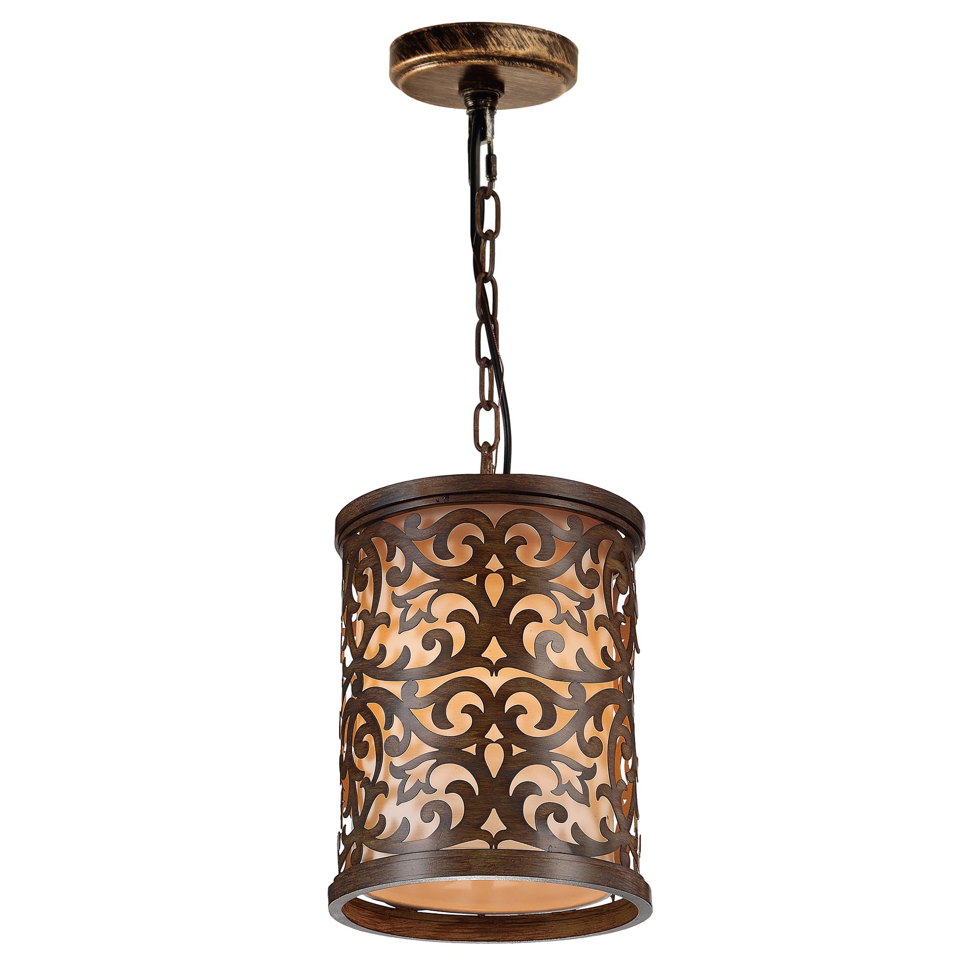 CWI Lighting Nicole 1-Light Drum Shade Metal Mini Pendant in Chocolate - Perfect for Kitchen Island, Dining Room, or Entryway Lighting