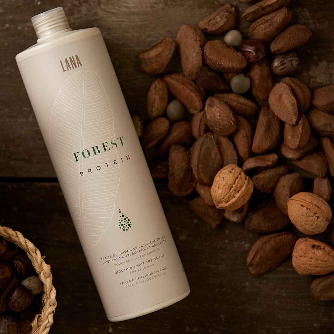 Lana Brasiles Forest Protein Smoothing Treatment for Afro Hair - Intense Shiny & Smooth Hair Repair - 1000ml (33.8 fl oz) - Deep Conditioning for Curly, Coily & Natural Black Hair at Home or Salon
