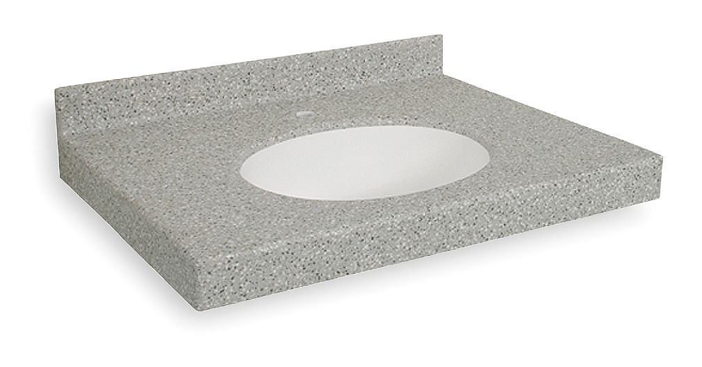 Bradley S45-2458 London Gray Bowl & Moon Dust Deck Terreon Roundover Single Bowl Lavatory Deck with Covered Backsplash - Perfect for Modern Bathroom Renovations and Luxury Home Upgrades