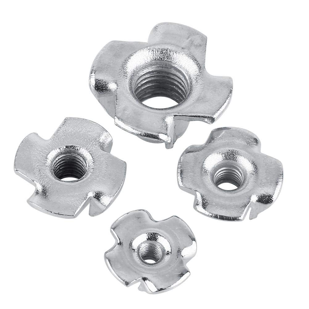 M4 Zinc Plated Carbon Steel T-Nuts - 4 Prong Tee Nuts for Woodworking & Furniture Assembly (50pcs) - Perfect for DIY Projects, Cabinet Making, and Furniture Fastening