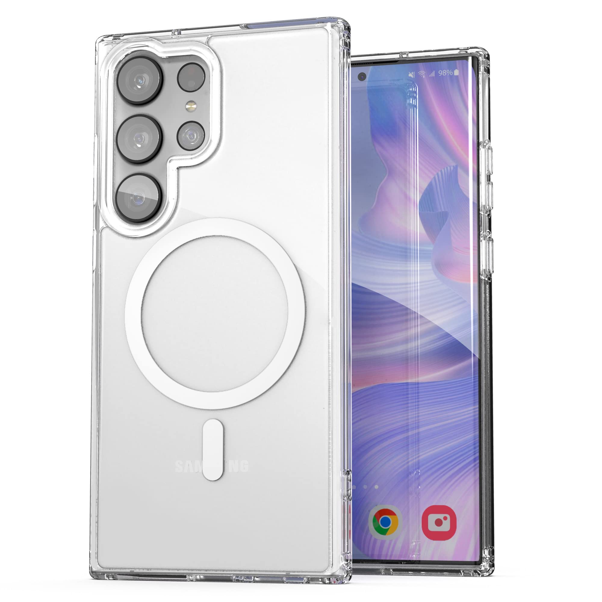 2-in-1 Magnetic Samsung Galaxy S23 Ultra Case with Wireless Charging | Clear Protective Cover | Magsafe Compatible | Perfect for Work, Travel & Everyday Use