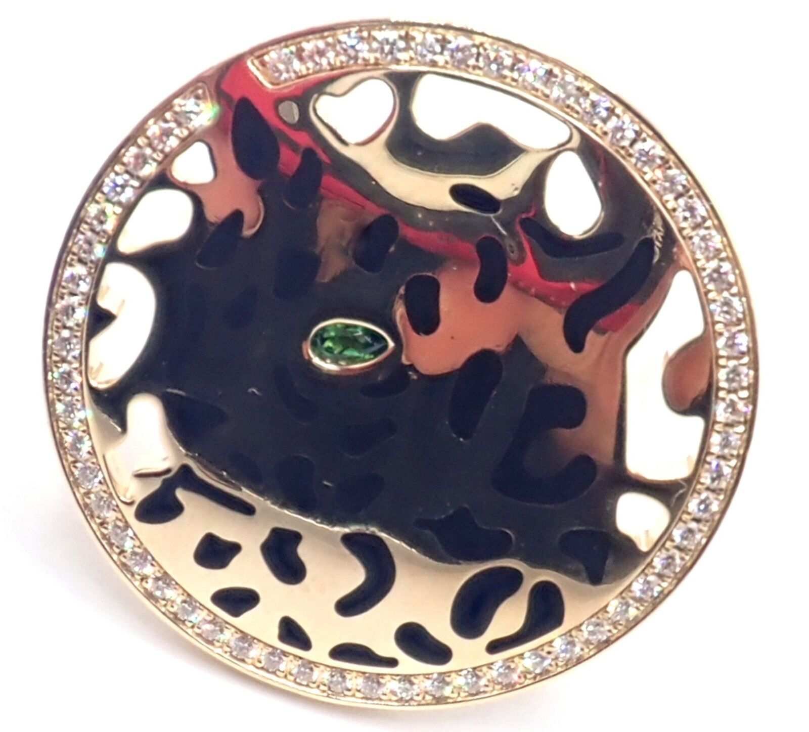 Authentic Cartier Panther 18K Yellow Gold Diamond Lacquer Tsavorite Ring | Luxury Jewelry for Women | Perfect for Weddings, Anniversaries & Special Occasions