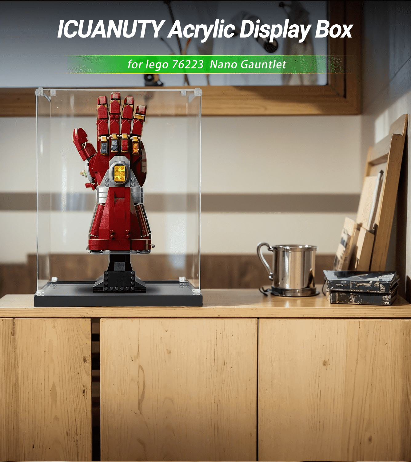 LEGO The Avengers Nano Gauntlet 76223 Display Case - Premium Acrylic Showcase for Collectible LEGO Sets - Perfect for Home & Office Decor, Gift for Marvel Fans